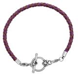 3.0mm Purple Leather Steel Bracelet PSB051B VNISTAR Stainless Steel Bracelets