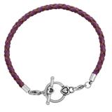 3.0mm Purple Leather Steel Bracelet PSB051B VNISTAR Stainless Steel Basic Bracelets