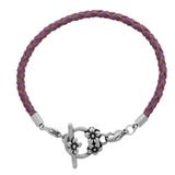 3.0mm Purple Leather Steel Bracelet PSB051C VNISTAR Stainless Steel Basic Bracelets