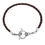 3.0mm Brown Leather Steel Bracelet PSB052B VNISTAR Stainless Steel Bracelets