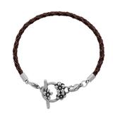 3.0mm Brown Leather Steel Bracelet PSB052C VNISTAR Stainless Steel Bracelets