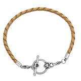 3.0mm Yellow Leather Steel Bracelet PSB053B VNISTAR Stainless Steel Bracelets