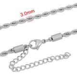 3.0mm Steel Chain Necklace PSN005B VNISTAR Stainless Steel Necklaces