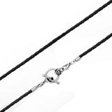 3.0mm Steel  Black Leather Necklace PSN033B VNISTAR Stainless Steel Necklaces
