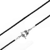 3.0mm Steel  Black Leather Necklace PSN033C VNISTAR Stainless Steel Necklaces