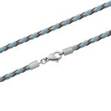 3.0mm Steel  Light Blue Leather Necklace PSN036 VNISTAR Necklaces