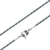 3.0mm Steel  Light Blue Leather Necklace PSN036C VNISTAR Stainless Steel Necklaces