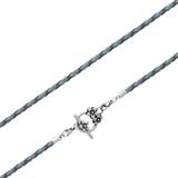 3.0mm Steel  Light Blue Leather Necklace PSN036C VNISTAR Steel Basic Necklaces