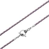 3.0mm Steel  Light Purple Leather Necklace PSN037B VNISTAR Steel Basic Necklaces