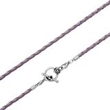 3.0mm Steel  Light Purple Leather Necklace PSN037B VNISTAR Necklaces