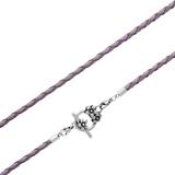 3.0mm Steel  Light Purple Leather Necklace PSN037C VNISTAR Steel Basic Necklaces