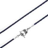 3.0mm Steel  Dark Blue Leather Necklace PSN038C VNISTAR Steel Basic Necklaces