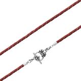 3.0mm Steel  Wine Red Leather Necklace PSN039C VNISTAR Steel Basic Necklaces