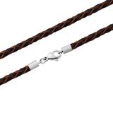 3.0mm Steel  Brown Leather Necklace PSN040 VNISTAR Stainless Steel Necklaces
