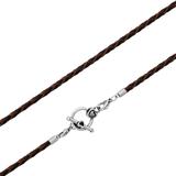 3.0mm Steel  Brown Leather Necklace PSN040B VNISTAR Steel Basic Necklaces