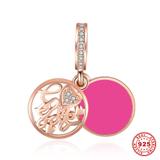 925 Sterling Silver with Rose Gold Plated Love You Charms S002R VNISTAR Silver Rose Gold Plated Charms