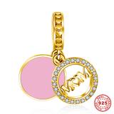 MOM Gold Plated 925 Sterling Silver European Charm S016G VNISTAR Silver Dangle Charms