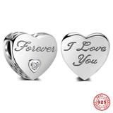 925 Sterling Silver I love You Forever Beads S027 VNISTAR 925 Silver Charms