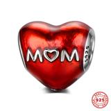 Heart MOM 925 Sterling Silver Charms S030 VNISTAR Silver Love Family Charms