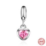 Heart CZ Zircon 925 Sterling Silver European Beads S033-3 VNISTAR Silver Love Family Charms