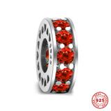 Red Zircon 925 Sterling Silver Spacer Charms S037-3 VNISTAR Silver Spacer Charms