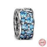 Pave CZ Zircon 925 Sterling Silver European Beads S038-1 VNISTAR Silver Spacer Charms