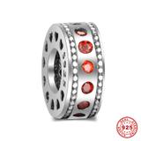 Red Zircon 925 Sterling Silver Spacer Charms S040-2 VNISTAR Silver Spacer Charms
