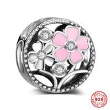 Flower 925 Sterling Silver European Beads S054 VNISTAR Silver Flower Animal Charms