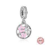 Flower Butterfly 925 Sterling Silver Charms S055 VNISTAR 925 Silver Charms