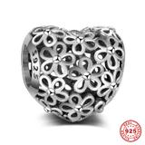 Flower 925 Sterling Silver European Charm S066 VNISTAR Silver Flower Animal Charms