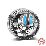 Underwater World 925 Sterling Silver European Charm S068 VNISTAR Silver Flower Animal Charms