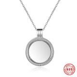 24mm Sterling Silver Round Clear Zircon Floating Pendant SA003 VNISTAR Silver Accessories