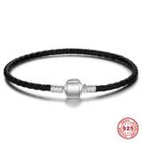 Black Leather 925 Silver Bracelets SA013 VNISTAR Old Products