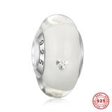 925 Sterling Silver Heart Crystal Lampwork Glass Beads SG004-3 VNISTAR Silver Lampwork Glass Charms