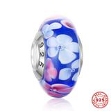 925 Sterling Silver Lampwork Glass Beads SG010-1 VNISTAR Silver Lampwork Glass Charms