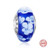 925 Sterling Silver Lampwork Glass Beads SG012-2 VNISTAR Silver Lampwork Glass Charms