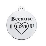 Stainless Steel Pendant with Back Laser Words T277 VNISTAR Steel Laser Words Charms