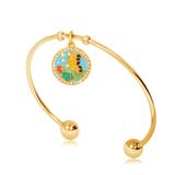 Gold Plated Butterfly Nature Bangles T548GBA VNISTAR Stainless Steel Charm Bangles