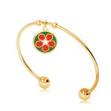 Gold Plated Flower Nature Bangles T556GBA-1 VNISTAR Stainless Steel Charm Bangles