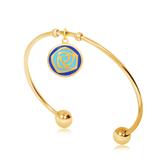 Gold Plated Flower Nature Bangles T558GBA-1 VNISTAR Stainless Steel Charm Bangles