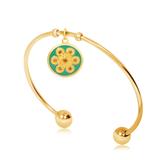 Gold Plated Flower Nature Bangles T560GBA-1 VNISTAR Stainless Steel Charm Bangles