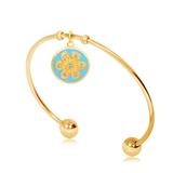 Gold Plated Flower Nature Bangles T560GBA-2 VNISTAR Stainless Steel Charm Bangles