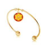 Gold Plated Flower Nature Bangles T562GBA-1 VNISTAR Stainless Steel Charm Bangles