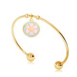 Gold Plated Flower Nature Bangles T562GBA-2 VNISTAR Stainless Steel Charm Bangles