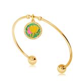 Gold Plated Flower Nature Bangles T563GBA VNISTAR Stainless Steel Charm Bangles