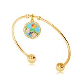 Gold Plated Flower Nature Bangles T564GBA VNISTAR Stainless Steel Charm Bangles