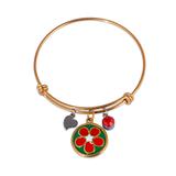 Stainless Steel Flower Banlge,Two-Tone T575GBA-1 VNISTAR Stainless Steel Charm Bangles