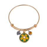 Stainless Steel Flower Banlge,Two-Tone T575GBA-3 VNISTAR Stainless Steel Charm Bangles