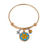Stainless Steel Flower Banlge,Two-Tone T577GBA-1 VNISTAR Stainless Steel Charm Bangles