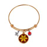 Stainless Steel Flower Banlge,Two-Tone T577GBA-2 VNISTAR Stainless Steel Charm Bangles